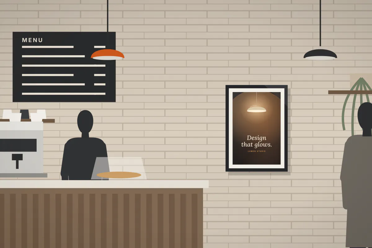 A1 poster in a busy café on Stokes Croft — daytime view